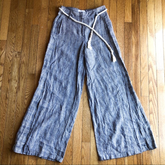 Anthro Ett:Twa Striped Linen Wide Leg Trouser Sz 0 - Picture 2 of 8